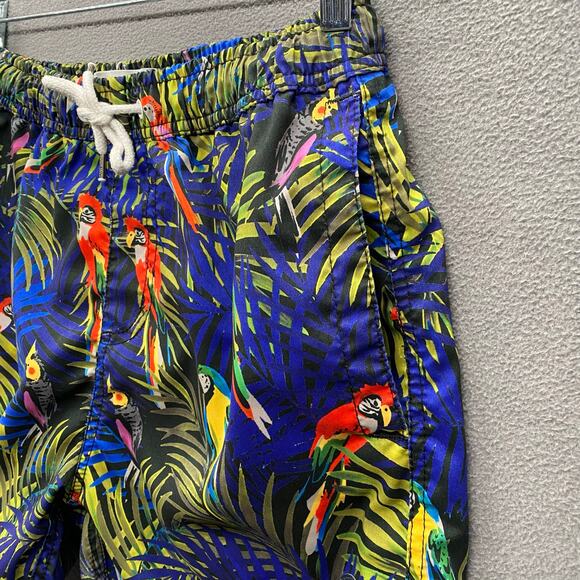 Native Youth Swim Trunks Shorts Mens 32 Blue Tropical Macaw Parrot Bird Pockets - Picture 3 of 14